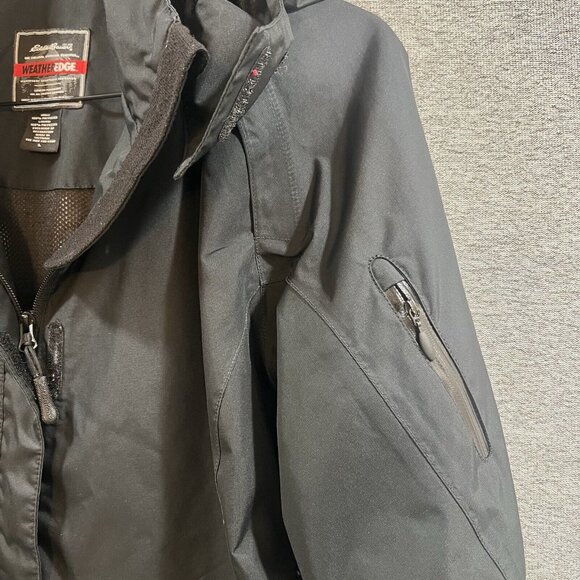 Eddie Bauer Jacket Men Large Weather Edge Black Hooded Windbreaker Rain Jacket - Picture 8 of 16